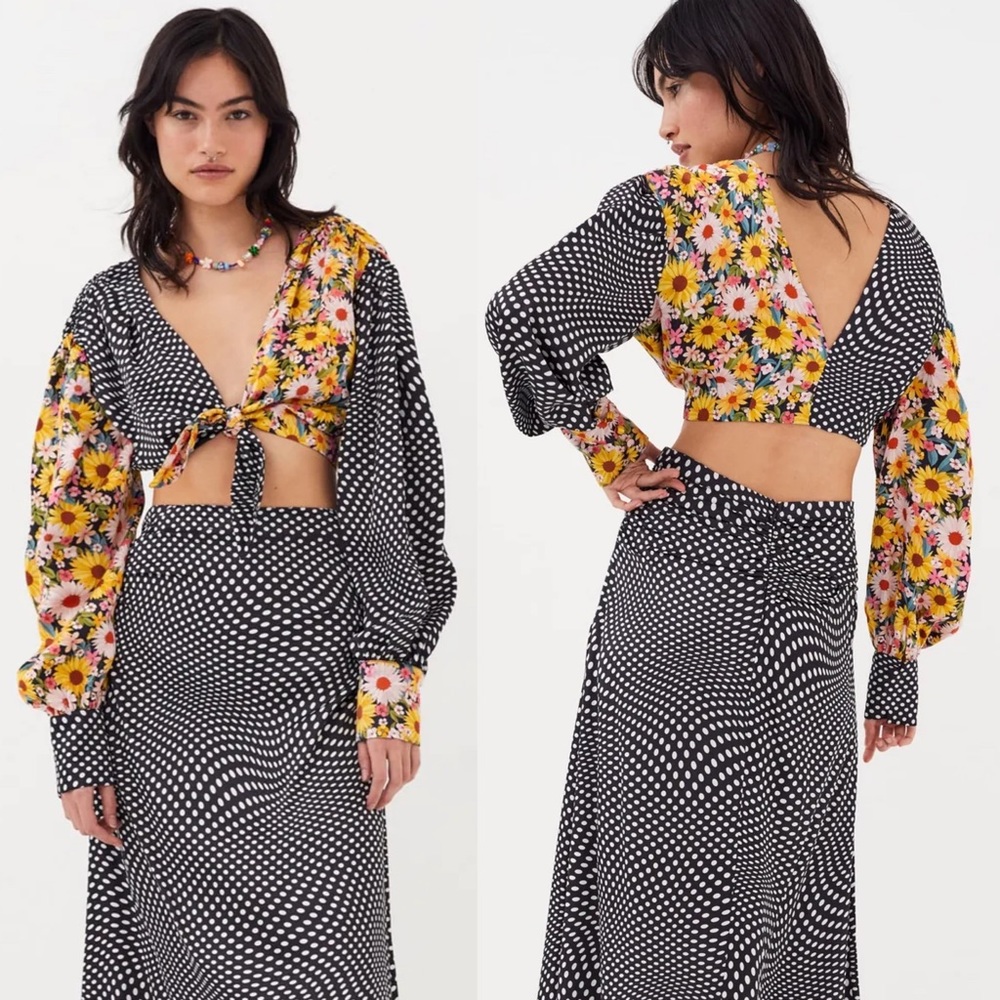 For Love and Lemons Anya Polka Dot Crop Top